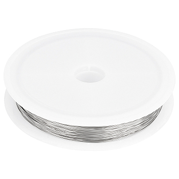 304 Stainless Steel Wire, Round, for Jewelry Making, Stainless Steel Color, 32 Gauge, 0.2mm, about 164.04 Feet(50m)/Roll