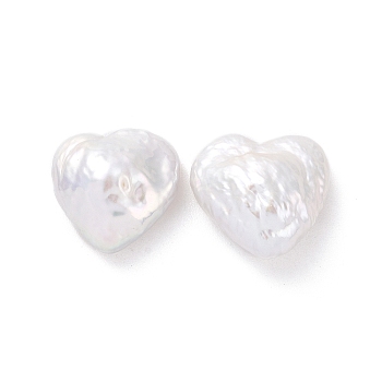 Natural Keshi Pearl Beads, Cultured Freshwater Pearl, No Hole/Undrilled, Heart, Antique White, 11.5~13x12.5x3.5~4.5mm