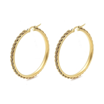 PVD Vacuum Plating 202 Stainless Steel Hoop Earrings, with 304 Stainless Steel Pins, Golden, 42.5x3.5mm