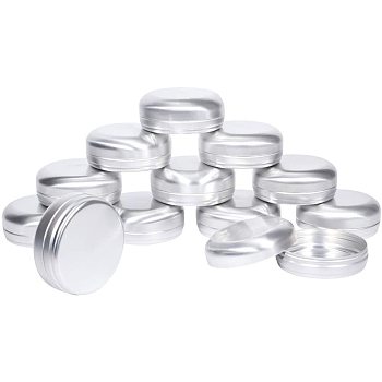 Round Aluminium Tin Cans, Aluminium Jar, Storage Containers for Cosmetic, Candles, Candies, with Screw Top Lid, Platinum, 77x32mm, 15pcs/box, Capacity: 100ml