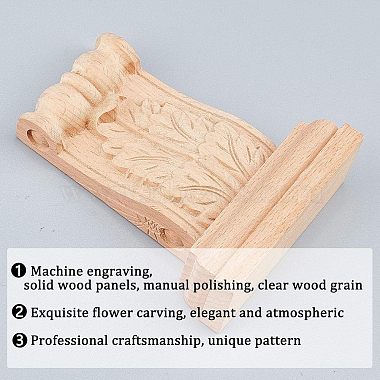 Natural Solid Wood Carved Onlay Applique Craft(WOOD-WH0104-39)-8