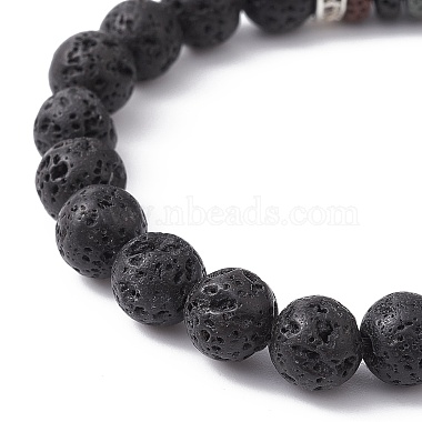 Dyed Colorful Natural Lava Rock & Rhinestone Beaded Stretch Bracelets for Women(BJEW-JB09668-01)-4