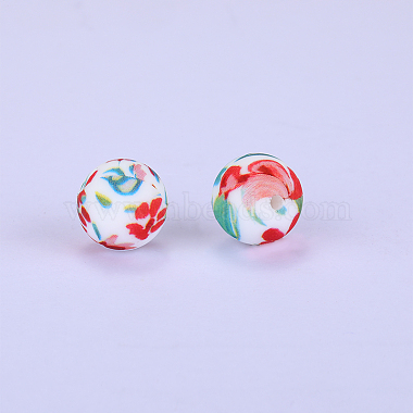 花柄シリコン焦点ビーズ付きラウンドプリント(SI-JX0056A-162)-1