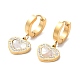 Synthetic White Shell Heart Dangle Hoop Earrings with Rhinestone(EJEW-E286-06G)-1