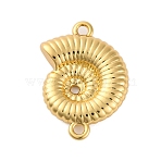 Rack Plating Brass Shell Shape Connector Charms, Cadmium Free & Lead Free, Long-Lasting Plated, Real 18K Gold Plated, 15.5x11.5x3mm, Hole: 1.2mm(KK-Z070-14G)