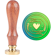 Wax Seal Stamp Set, Sealing Wax Stamp Solid Brass Head,  Wood Handle Retro Brass Stamp Kit Removable, for Envelopes Invitations, Gift Card, Heart Pattern, 83x22mm(AJEW-WH0208-756)