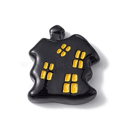 Halloween Theme Opaque Resin Cabochons, Black, House Pattern, 23x21x5mm(RESI-E035-01R)