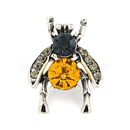 Alloy Topaz Rhinestone Brooch, Insect, Antique Silver, 24.5x18.4mm(JEWB-U006-13AS)