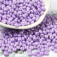 Baking Paint Luster Glass Seed Beads, Donut, Lilac, 4x2.5mm, Hole: 1mm, 6205pcs/pound(SEED-B001-04A-09)