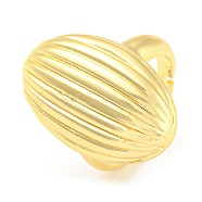 Rack Plating Brass Grooved Oval Adjustable Rings, Long-Lasting Plated, Lead Free & Cadmium Free, Real 18K Gold Plated, Inner Diameter: 18mm(RJEW-Q784-08G)