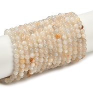 Natural White Moonstone Beads Strands, Round, 4mm, Hole: 1mm, about 90pcs/strand, 15.35 inch(39cm)(G-D294-4mm-01)