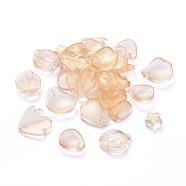 Electroplate Transparent Glass Beads, Mixed Shapes, Bisque, 5~21x6~14x3~10mm, Hole: 0.9~1.2mm(EGLA-L027-D04)