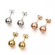 304 Stainless Steel Ball Stud Earrings, Round, Mixed Color, 19x8mm, Pin: 0.8mm, 3 pairs/board(EJEW-C501-10E)