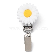 Resin Badge Holder Clips, Iron ID Card Clips, Flower, 81mm(JEWB-BR00142-01)