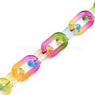 Handmade Two Tone Transparent Acrylic Cable Chains, Quick Link Chains, Unwelded, Colorful, 38.5x23.5x6.5mm, 39.37 inch(1m)(AJEW-JB00840-05)