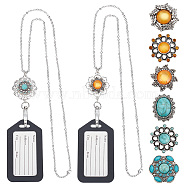 DIY Interchangeable Pendant Necklace Making Kit, Including 304 Stainless Steel Cable Chains Necklace, Alloy Hang Snap Base Pendants, Rhinestone Flower Snap Button, Mixed Color, 10Pcs/box(DIY-DR0001-02)