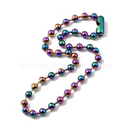 Ion Plating(IP) 304 Stainless Steel Ball Chain Necklace with Connecter Clasp for Women, Rainbow Color, 20.47 inch(52cm)(STAS-D181-03M-03)