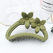 Amber Color Hollow Hair Clip with Matte Half Round Arc Flower.(ST8916112)