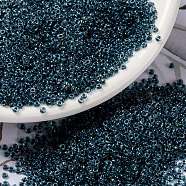 MIYUKI Round Rocailles Beads, Japanese Seed Beads, 15/0, (RR347) Dark Blue Lined Aqua AB, 1.5mm, Hole: 0.7mm, about 5555pcs/10g(X-SEED-G009-RR0347)