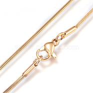 304 Stainless Steel Snake Chain Necklaces, with Lobster Claw Clasps, Golden, 1.2mmx19.7 inch(50cm)(NJEW-A288D-1.2A-G)