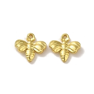 304 Stainless Steel Charms, Bees Charm, Real 18K Gold Plated, 11x11x2mm, Hole: 1.2mm(X-STAS-Q322-17G)