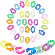 100Pcs 2 Style Imitation & Opaque Jelly Acrylic Linking Rings, Quick Link Connectors, for Curb Chains Making, Twist, Mixed Color, 30x20~21x3mm, 10pcs/style(OACR-FH0001-21)