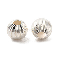 925 Sterling Silver Corrugated Round Spacer Beads, Silver, 5x4.5mm, Hole: 2mm(STER-K178-01A-S)