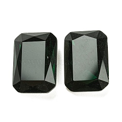 Glass Rhinestone Cabochons, Back Plated, Faceted, Rectangle, Sea Green, 24.5~25x17.5~18x7.5~8mm(GLAA-A006-25D)