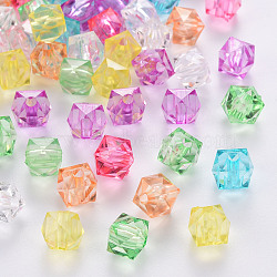 Transparent Acrylic Beads, Faceted, Cube, Mixed Color, 8x8x7.5mm, Hole: 1.6mm, about 1730pcs/500g(TACR-Q259-8mm-V)