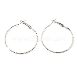 Iron Huggie Hoop Earring Findings, Platinum, 22 Gauge, 40x1.2mm, Pin: 0.6mm(IFIN-E025-01D-P)