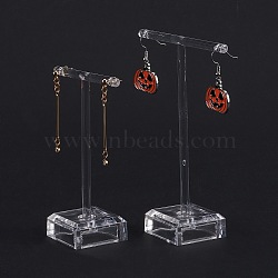 T Bar Acrylic Earring Display Stand, T Bar with Two Holes, Clear, large: 3.5x8.3x11.8cm, small: 3.5x6.2x9.8cm, 2pcs/set(EDIS-F005-12)