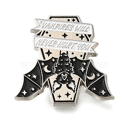 Black Bat Enamel Pins, Halloween Alloy Brooches for Backpack Clothes, Platinum, 30x29.5mm(JEWB-A027-01B)