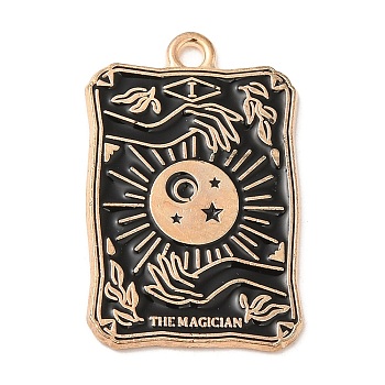 Alloy Pendants, with Enamel, Golden, Rectangle with Tarot Charm, Star, 28x18x1.5mm, Hole: 1.8mm