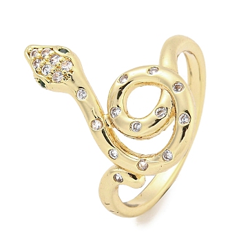 Snake Brass Micro Pave Cubic Zirconia Ring for Women, Long-Lasting Plated, Golden, Inner Diameter: 17mm
