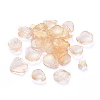 Electroplate Transparent Glass Beads, Mixed Shapes, Bisque, 5~21x6~14x3~10mm, Hole: 0.9~1.2mm
