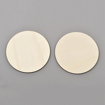 Flat Round Shape Unfinished Wood Slices, Laser Cut Wood Shapes, Cornsilk, 9.95x0.23cm