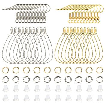 DIY Wire Wrap Earring Making Kit, Including 304 Stainless Steel Earring Hooks & Teardrop Pendants & Jump Rings, Golden & Stainless Steel Color, 60Pcs/box