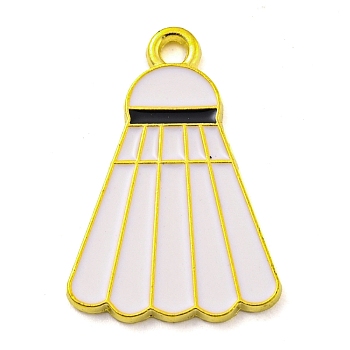 Alloy Enamel Pendants, Golden, Badminton, 25.5x17.5x1.5mm, Hole: 2mm