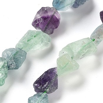 Raw Rough Natural Fluorite Beads Strands, Nuggets, 8.5~13.5x6.5~9x5~7mm, Hole: 0.9mm, about 18~21pcs/strand, 7.28''~7.87''(18.5~20cm)