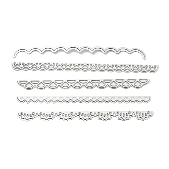 Unicraftale 5Pcs 5 Styles Carbon Steel Lace Cutting Dies Stencils, Embossing Stencils for Ceramic & Clay Crafts, Matte Platinum Color, Mixed Patterns, 115~130mm, 1pc/style