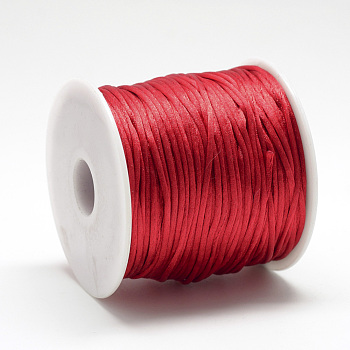 Nylon Thread, Rattail Satin Cord, Red, about 1mm, about 76.55 yards(70m)/roll
