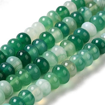 Natural Agate Beads Strands, Dyed & Heated, Rondelle, Medium Sea Green, 8~8.5x4.5~5.5mm, Hole: 1.4mm, about 41pcs/strand, 7.40~7.48''(18.8~19cm)