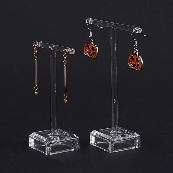 T Bar Acrylic Earring Display Stand, T Bar with Two Holes, Clear, large: 3.5x8.3x11.8cm, small: 3.5x6.2x9.8cm, 2pcs/set