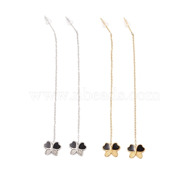 Long Chain with Enamel Butterfly Dangle Stud Earrings(EJEW-A067-02P)-2