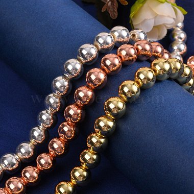 3 brins 3 couleurs galvanisent les brins de perles d'hématite synthétique non magnétiques(G-SZ0001-23)-3