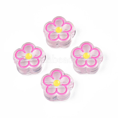 Hot Pink Flower Acrylic Beads