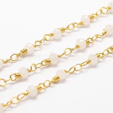 FloralWhite Brass+Glass Handmade Chains Chain