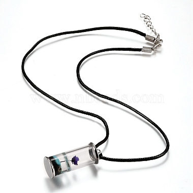 Glass Wishing Bottle Leather Cord Pendant Necklaces(NJEW-Z009-A)-4