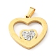 Double Heart Stud Earrings with 316 Stainless Steel Pins and Crystal Rhinestone Pendant(SJEW-F218-02G)-4