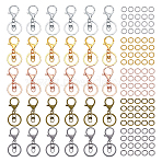 Iron Alloy Lobster Claw Clasp Keychain, with Brass Jump Rings, Mixed Color, 68x30mm, 5 colors, 8pcs/color, 40pcs(KEYC-GA0001-44)